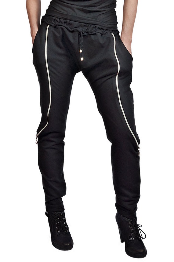 Items similar to Black pants with decorative zipper applications. Punto ...