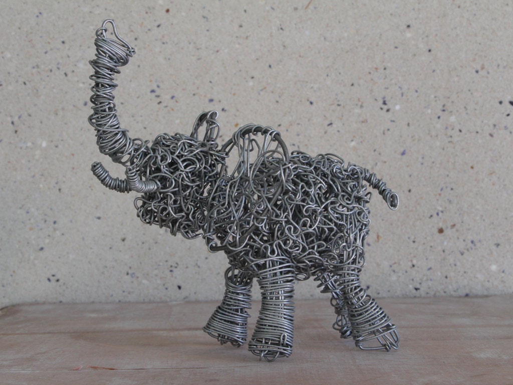 Metal Wire Art Wire Elephant Sculpture Contemporary