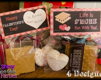 Printable VALENTINE TREAT Bag TOPPERS - S'more Valentine Bag Toppers - Diy Valentines - Smores Valentine Treat Bag Toppers Instant Download