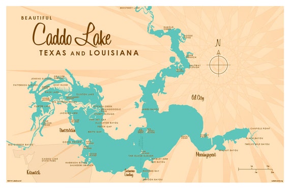 Caddo Lake TX & LA Map Print