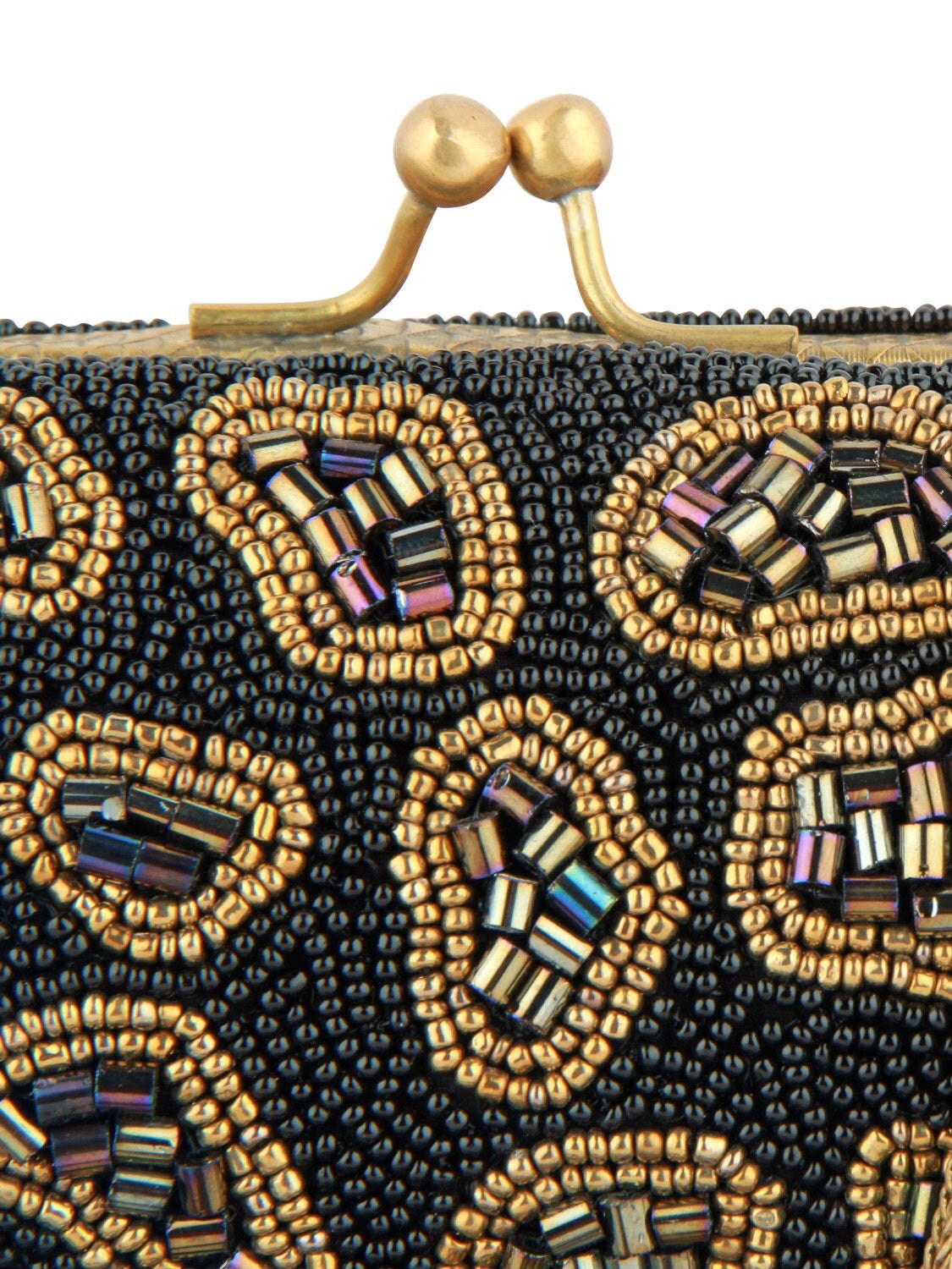 Black Gold Evening Bag Black Beaded Clutch Black by JaipurStitch