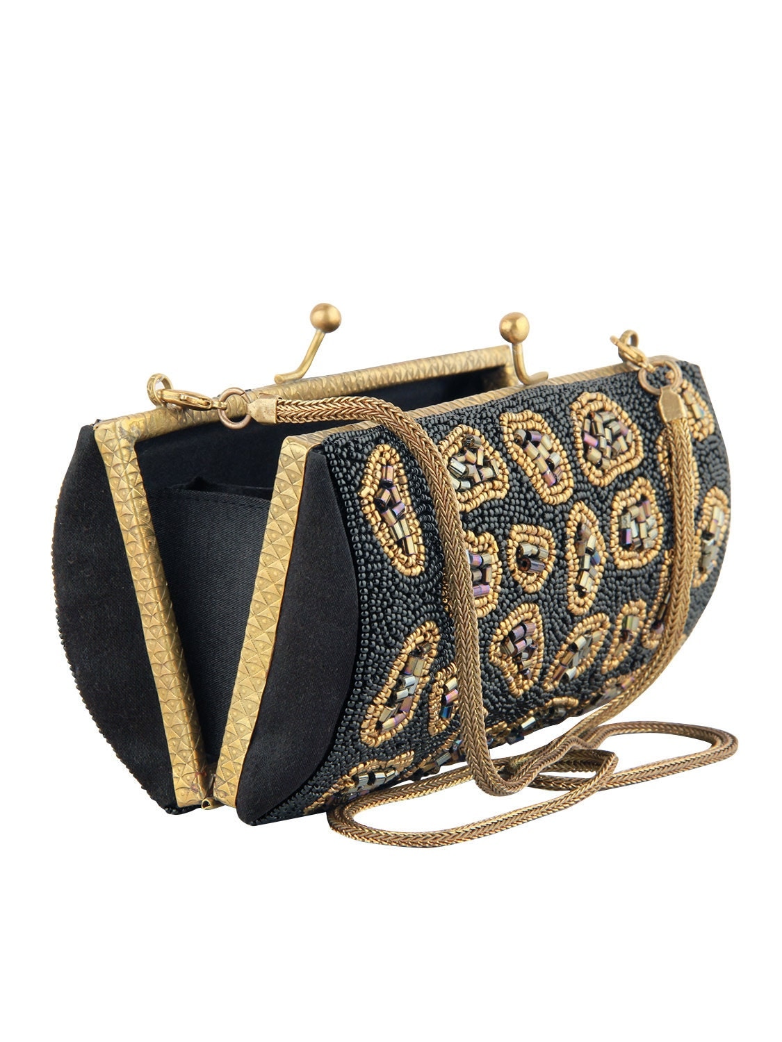 black and gold evening clutch