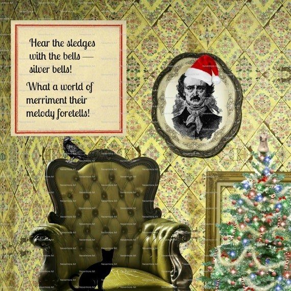 Gothic Christmas Card Edgar Allan Poe Quote Silver Bells Printable ...