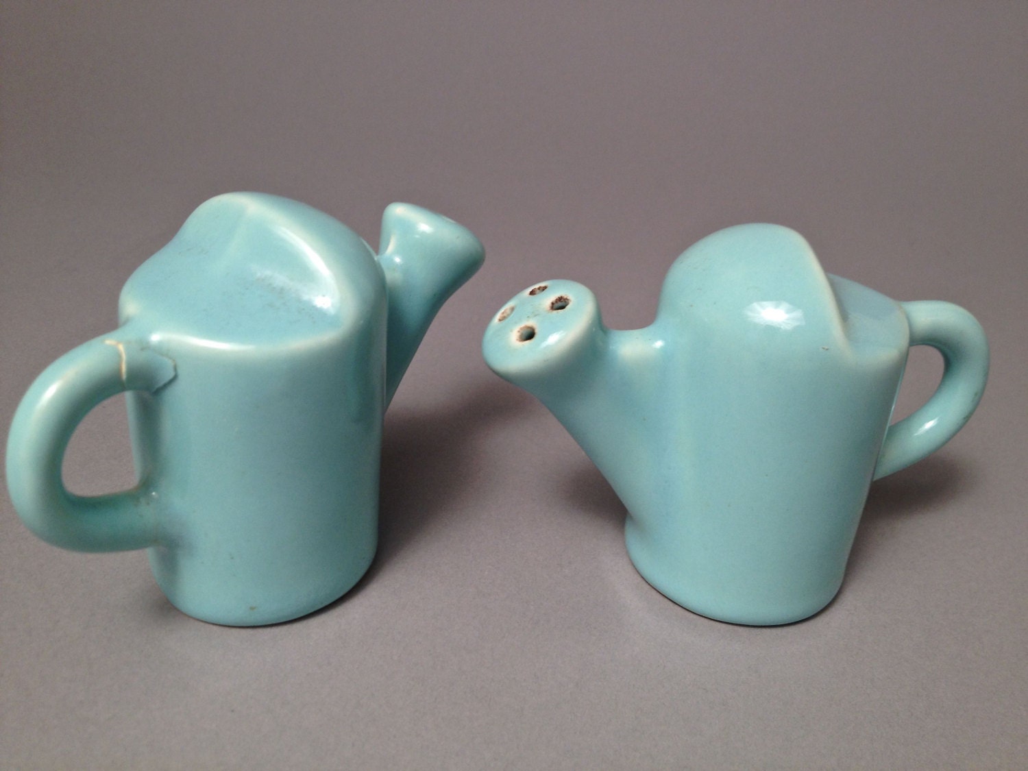 Art Deco ceramic salt and pepper shaker set. Unique set. One