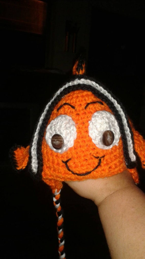 Hand crocheted Nemo from finding Nemo baby beanie with ear