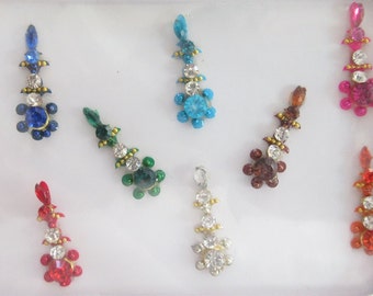 8 Beautiful Colored Bindis In One Pack Stud With Rhinestones/ Indian ...