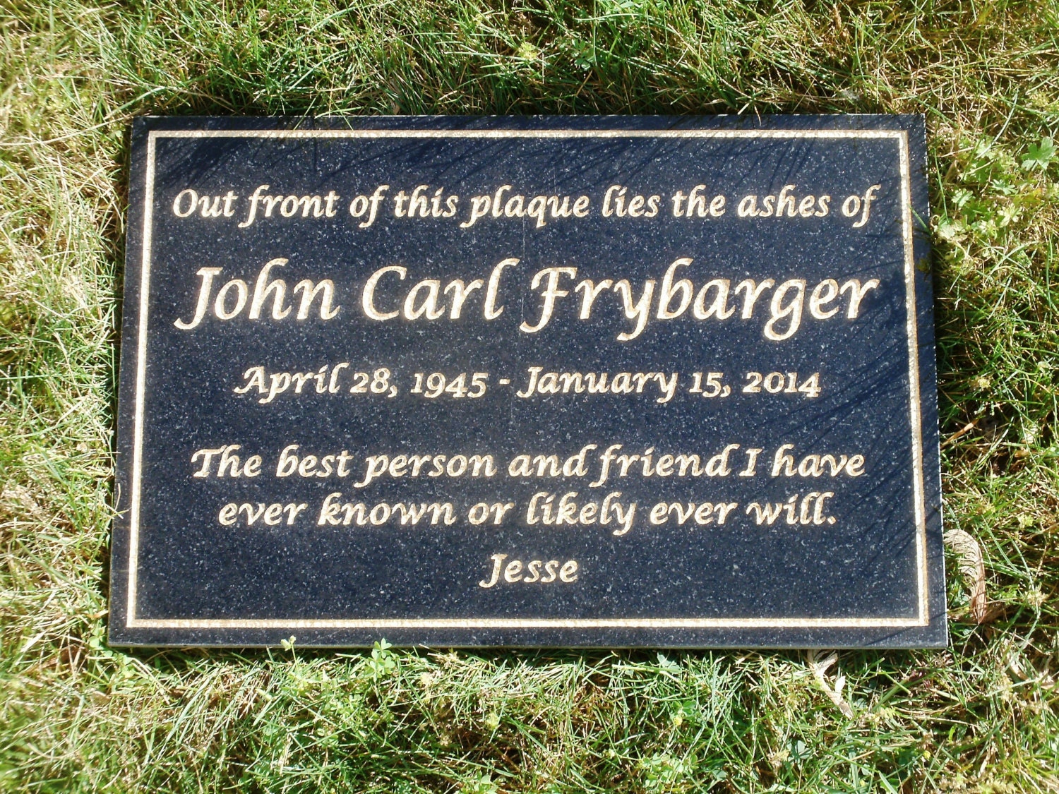 Memorial plaque black granite custom carved up to 125