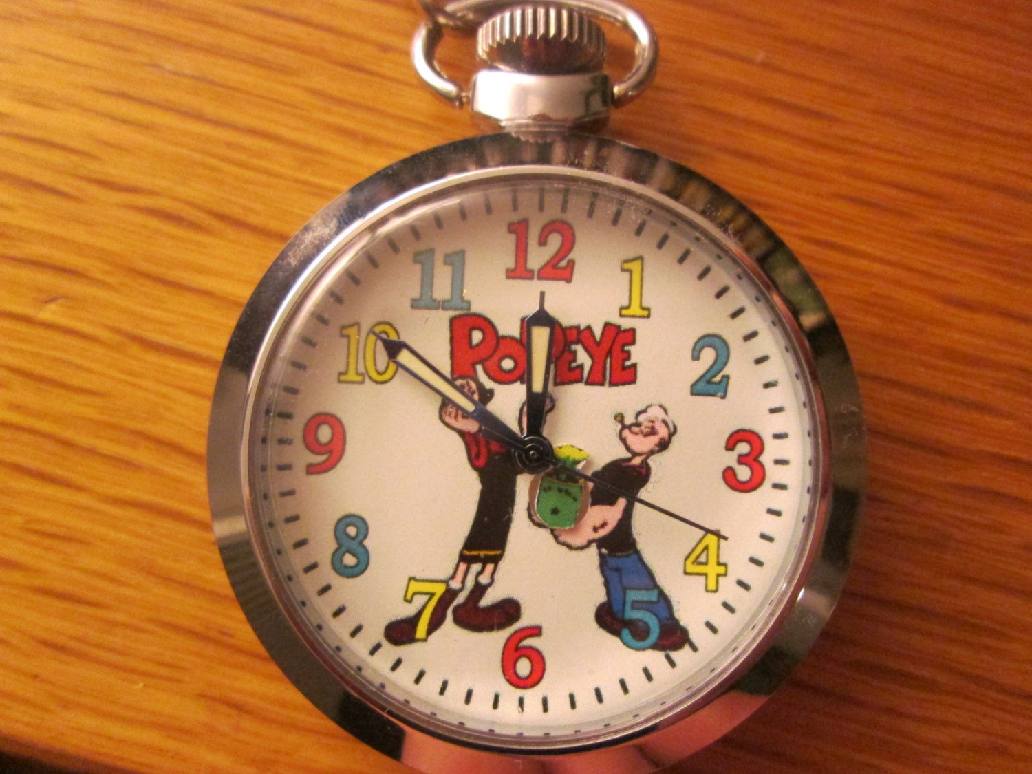 Vintage popeye Pocket watch AUTOMATON . popeye hand by Pocketime