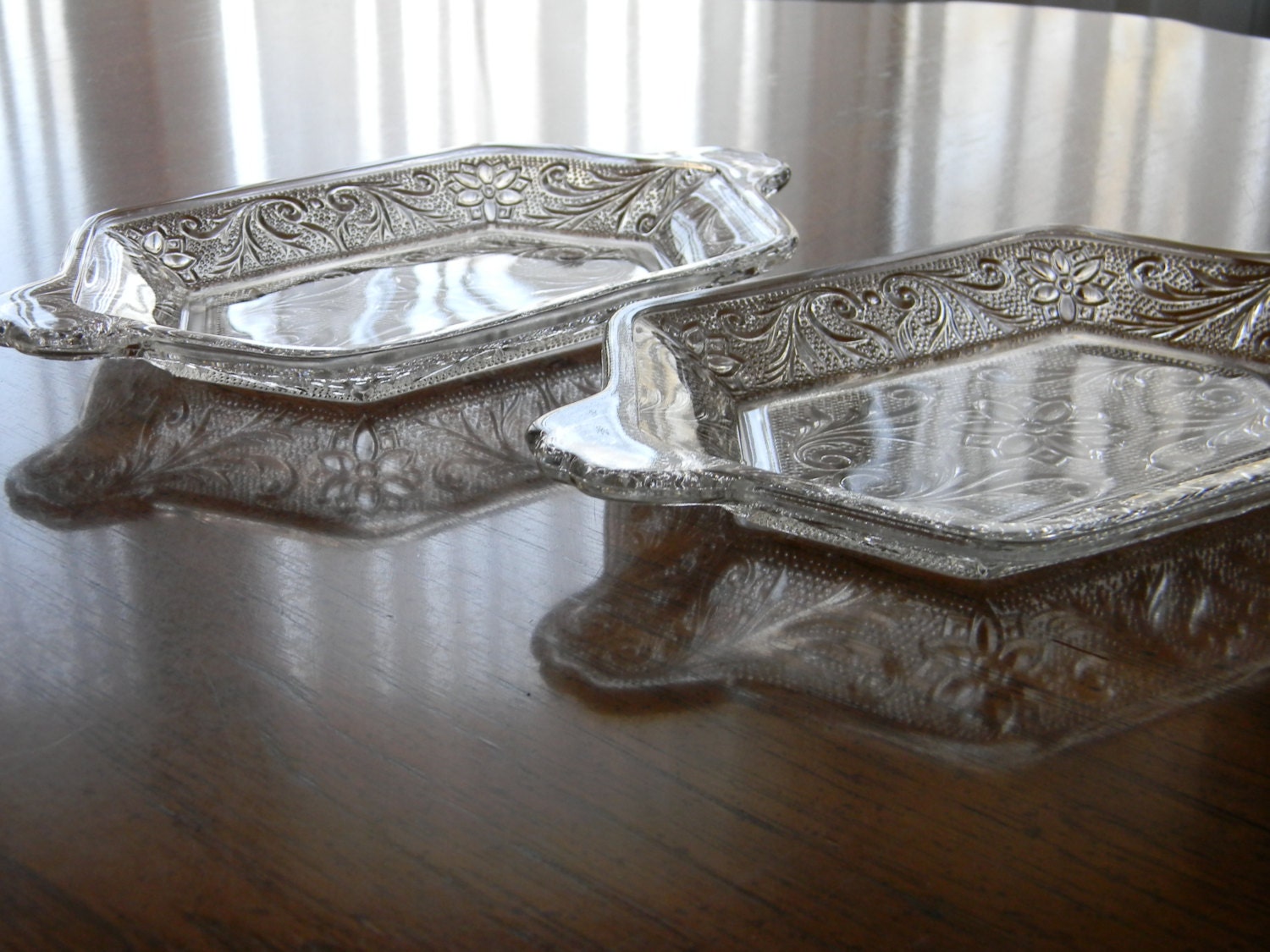 Vintage Tiara Indiana Clear Sandwich Depression Glass Serving Tray with