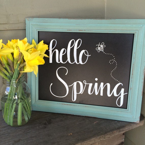 Items Similar To Hello Spring Chalkboard On Etsy