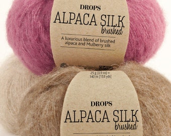 Garnstudio DROPS Design Brushed Alpaca silk yarn 25g 67% baby alpaca 23 mulberry silk fluffy knitting wool - LOWEST Price Drops Retailer