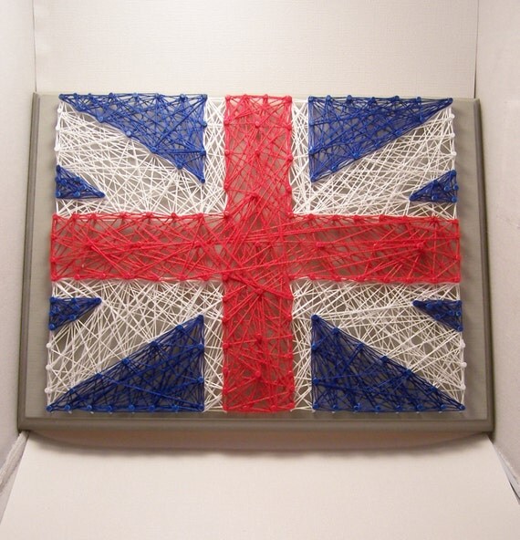 Union jack string art. Handmade british flag. by Stringlandia