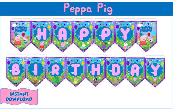PEPPA PIG Birthday Banner Peppa Pig Banner by CutePartyFairy