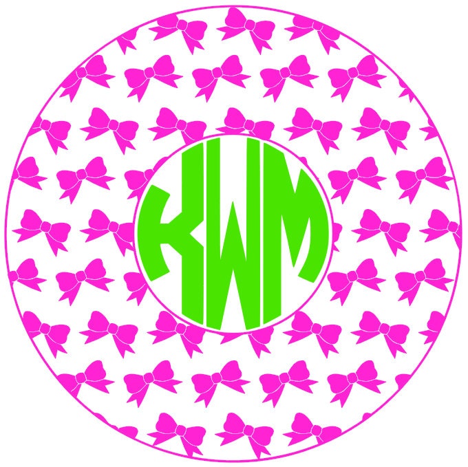 Bow Circle Monogram Frame SVG and DXF Digital by LittleBigCuts