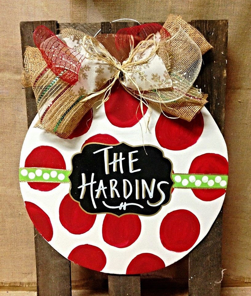 Personalized Holiday Door Hanger by SouthernBumble on Etsy