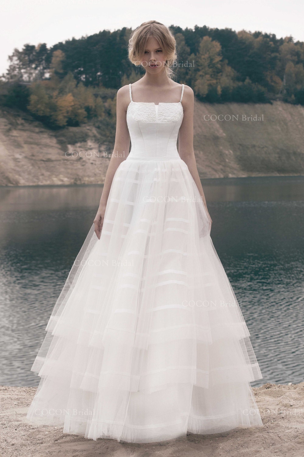  Designer  Ball gown  Delicate Layered Tulle  Wedding  Gown  with