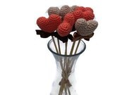 Coral Color, Crochet Heart, Crochet Wedding Decorations, Birthday Table Decoration, Heart, Home Decor, Vase Decor, Bouquet (Set of 7)