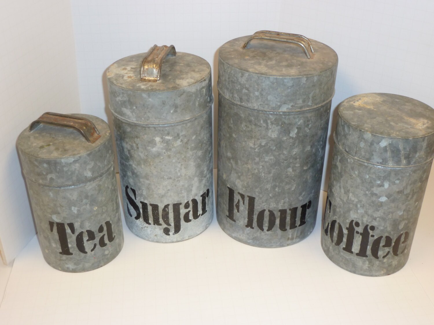 Vintage Canister Set Tea Sugar Flour and Coffee by UVCollection