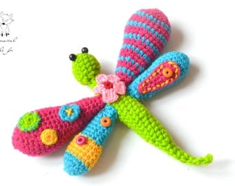 Crochet dragonfly pattern, crochet amigurumi pattern, dragonfly toy pattern, whimsical dragonfly, pattern no. 3
