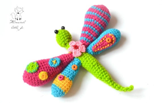 Crochet dragonfly pattern, crochet amigurumi pattern, dragonfly toy pattern, whimsical dragonfly, pattern no. 3
