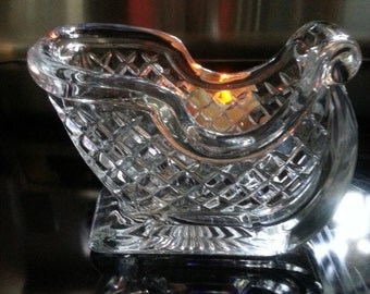 Vintage Crystal Glass Santa's Sleigh candy dish bowl (2) for the price of one
