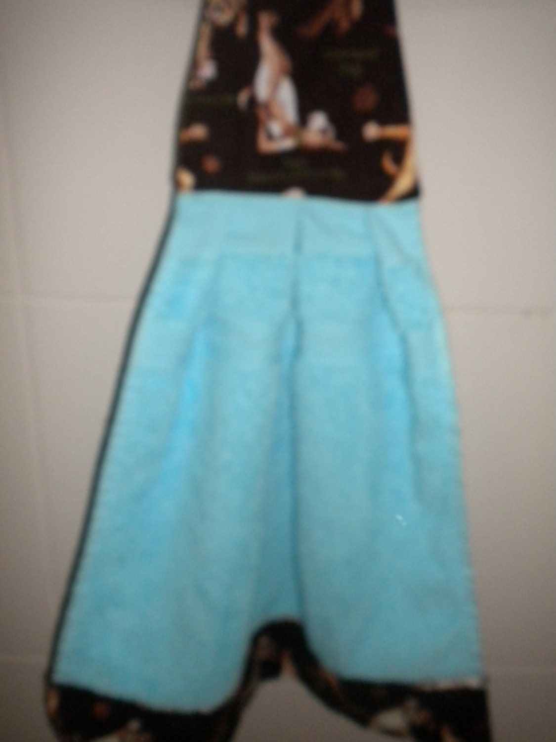 Yoga dogs hand towel blue. Handy velcro by HandMadeCreationsCns