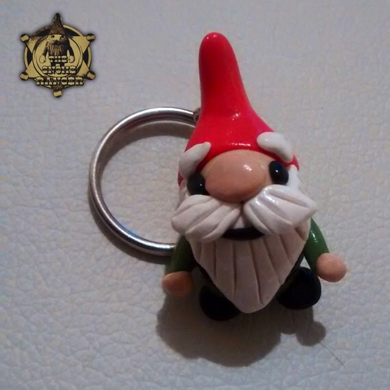 Cute little Gnome keyring/keychain by TheGnomeRanger on Etsy