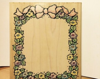 Ribboned Posy Frame (1084L) Rubber Stamp by Penny Black