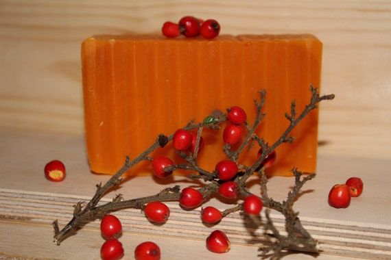 handmade Sea Buckthorn cold process soap 90g