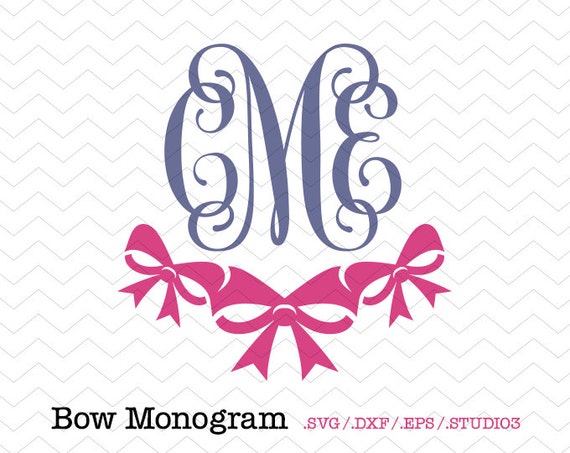 Download Bow Circle Monogram SVG DXF EPS Studio3 Cut File for