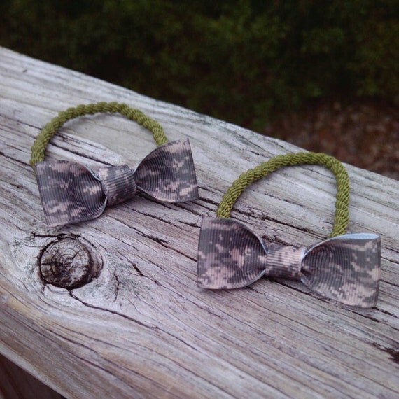 2PC US Army Boot Band Ponytail Hair Bows by MilsoJewels on Etsy