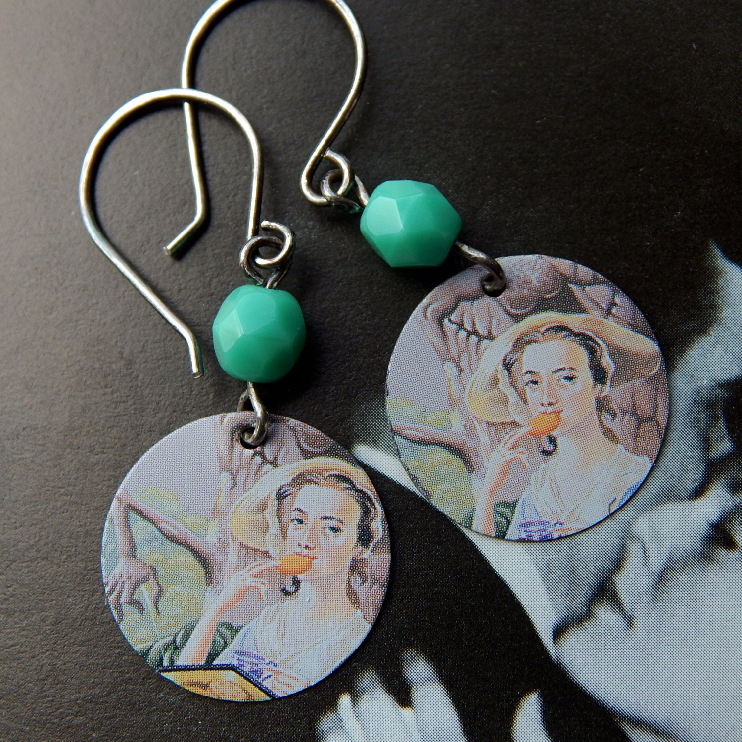 Tin Earrings Vintage Tin Jewelry Upcycled Metal by ZuzumoDesign