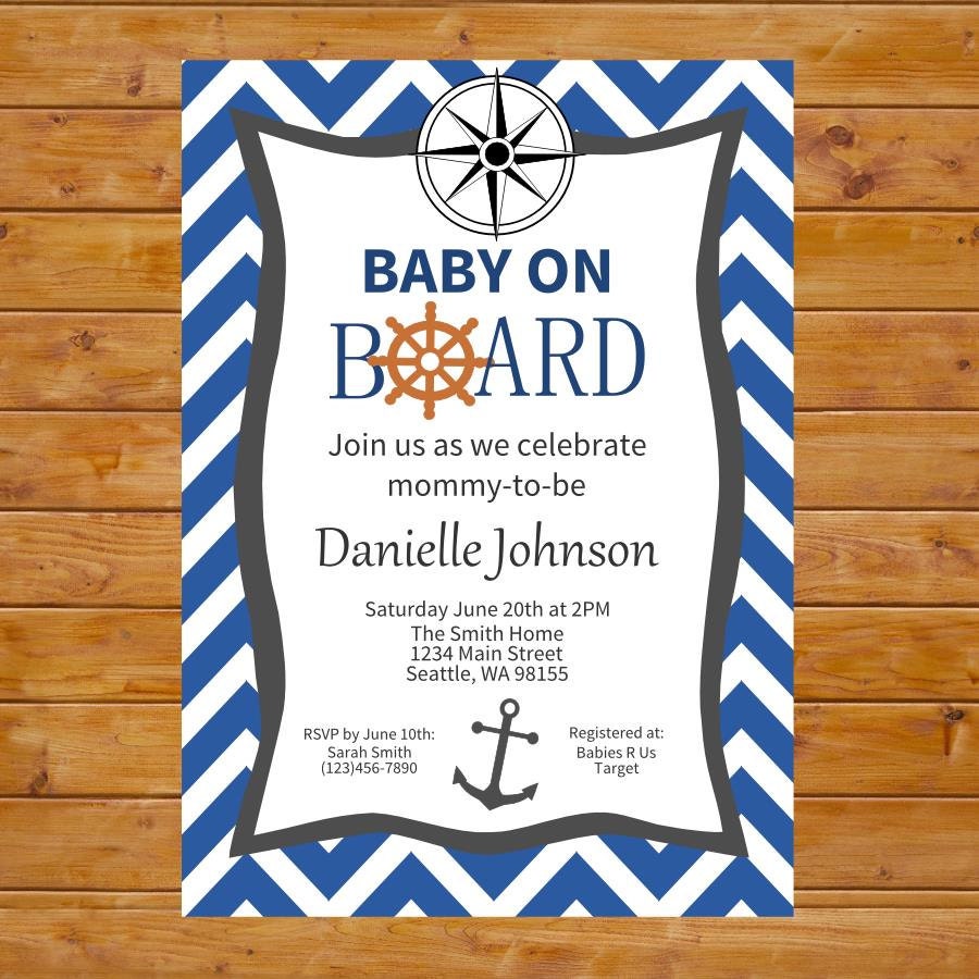 Baby on Board Baby Shower Invitation Nautical Baby Shower