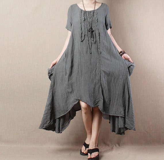 maxi dress / long dress /linen dress/loose dress/short by chaxuan