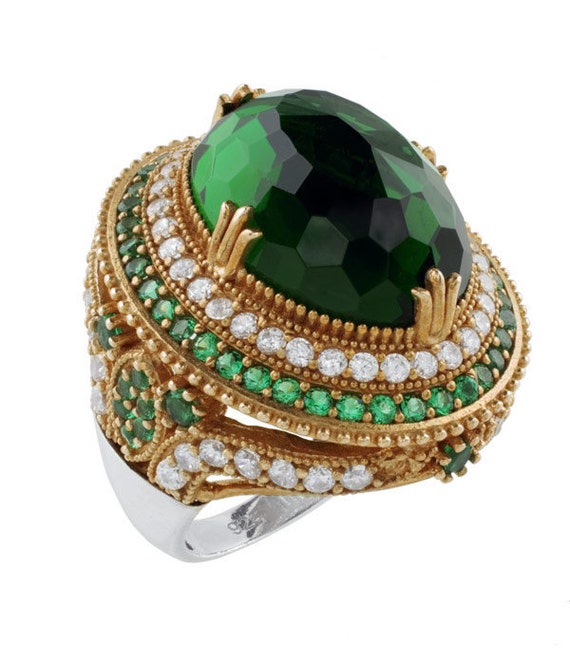 Turkish Ottoman Hurrem Sultan Large oval emerald by AeshuJewelry