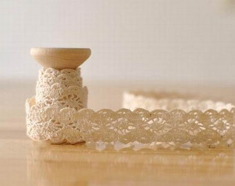 1.5cm Cotton Lace Fabric Trim Beige Ribbon Trim for Wedding,Clothes 1 Yard B8