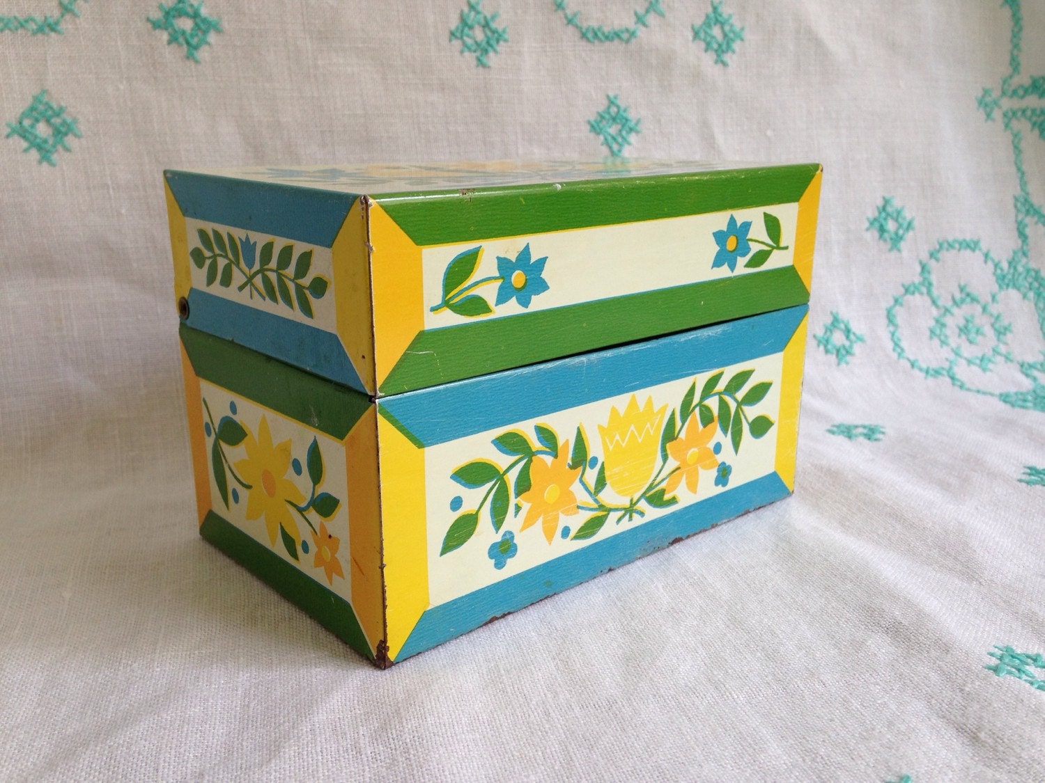 Metal Recipe Box vintage recipe box retro recipe box