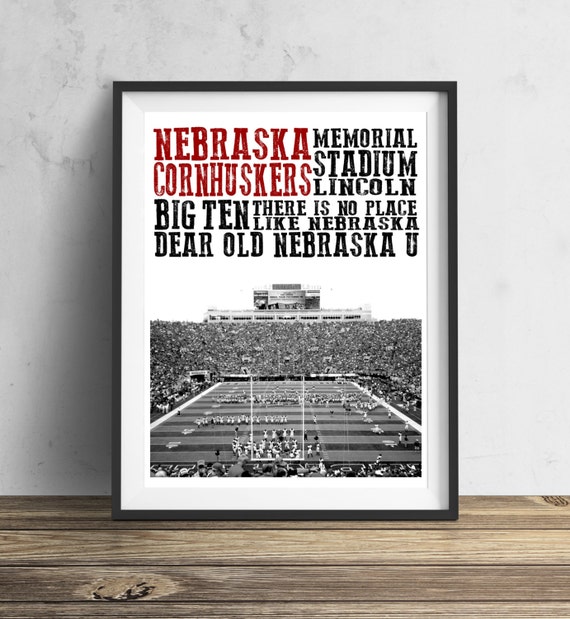 Items similar to Nebraska Cornhuskers Football Stadium Art Print - Printable Download, Sports ...