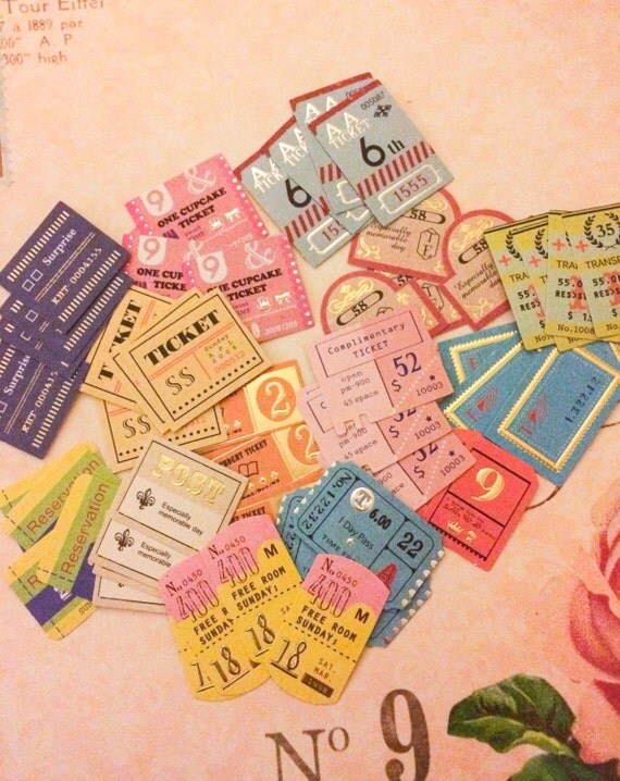 old fashioned ticket stickers