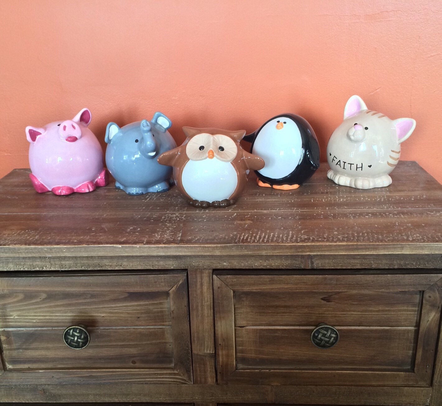 PENGUIN PIGGY BANK Ceramic Piggybank Personalized Baby Gift