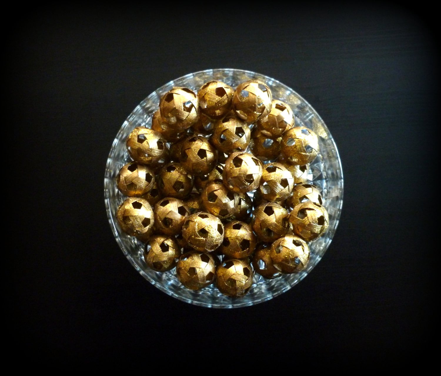 Woven Gold Ball Vase Filler Gold Bowl Filler by