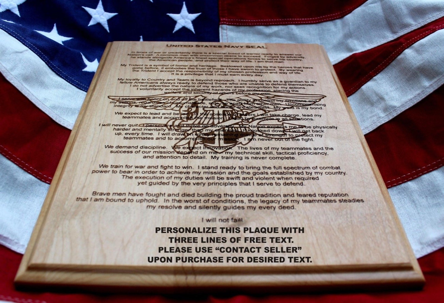 Personalized U.S. Navy Seal Creed Plaque solid wood 10.5 x 13