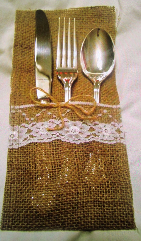 Burlap Silverware Holder 8 pack by TandZLeisurely on Etsy