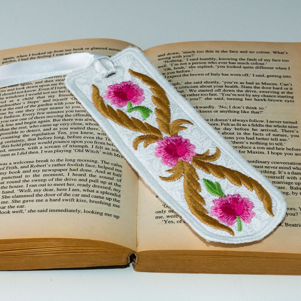 Floral Embroidered Bookmark.