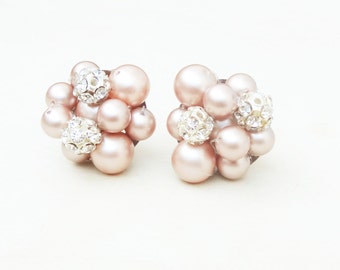 CHAMPAGNE Wedding Earrings, Pearl Bridal Earrings, Champagne Pearl Earring, Retro Art Deco Bridal Jewelry, Wedding Jewelry, AUDREY