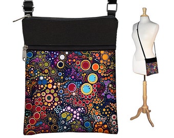 Small Cross Body Purse Crossbody Bag Sling Shoulder Bag Fits eReaders Colorful Dots Bubbles orange blue purple red yellow green MTO