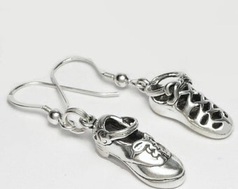 Irish Dance Shoe Earrings Sterling Silver 3D Ghillie and Hard Shoe Choice of Earring Finding