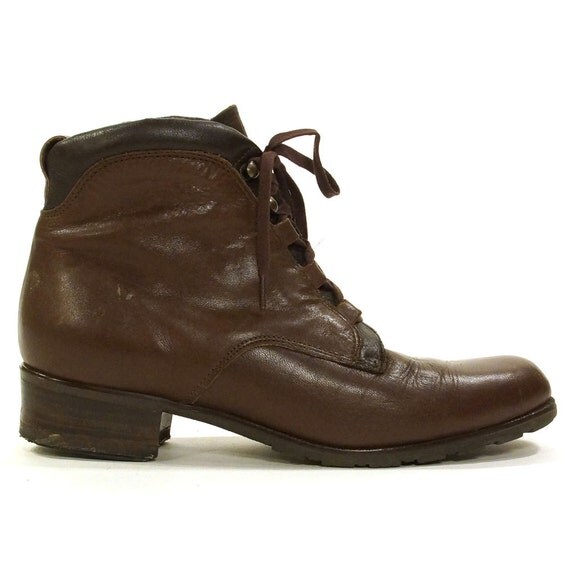 dark brown lace up ankle boots
