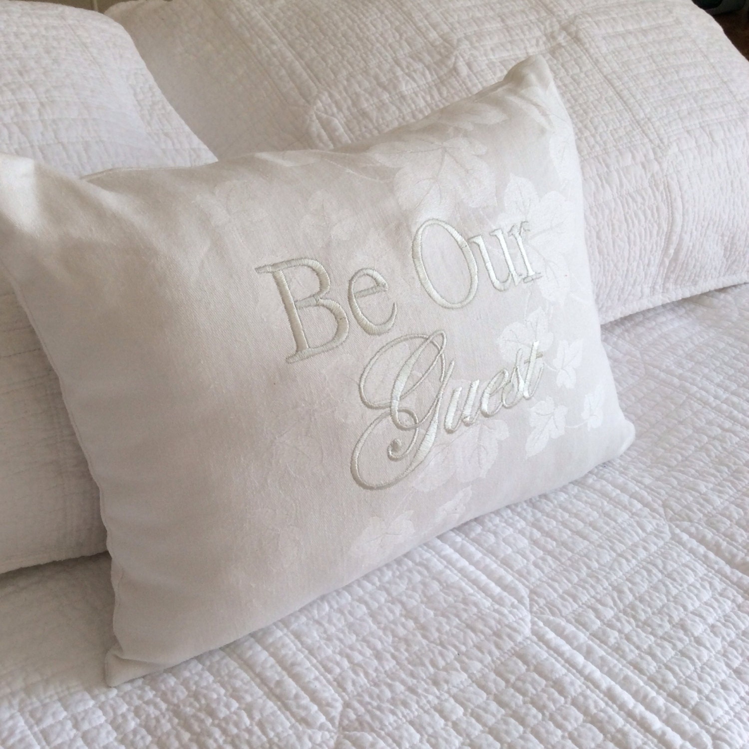 Decorative pillow coverBe Our Guestguest room by cutiepiedesigns