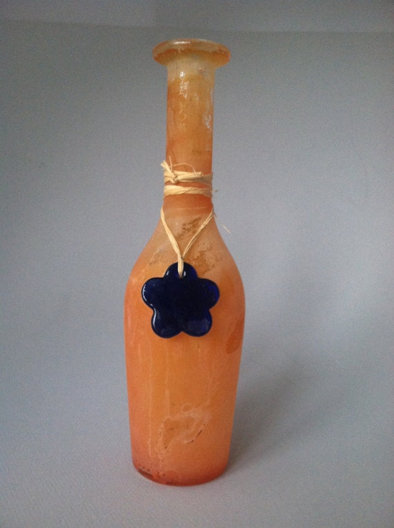 Vintage Glass Orange Bottle Dispencer Contemporary Decorative